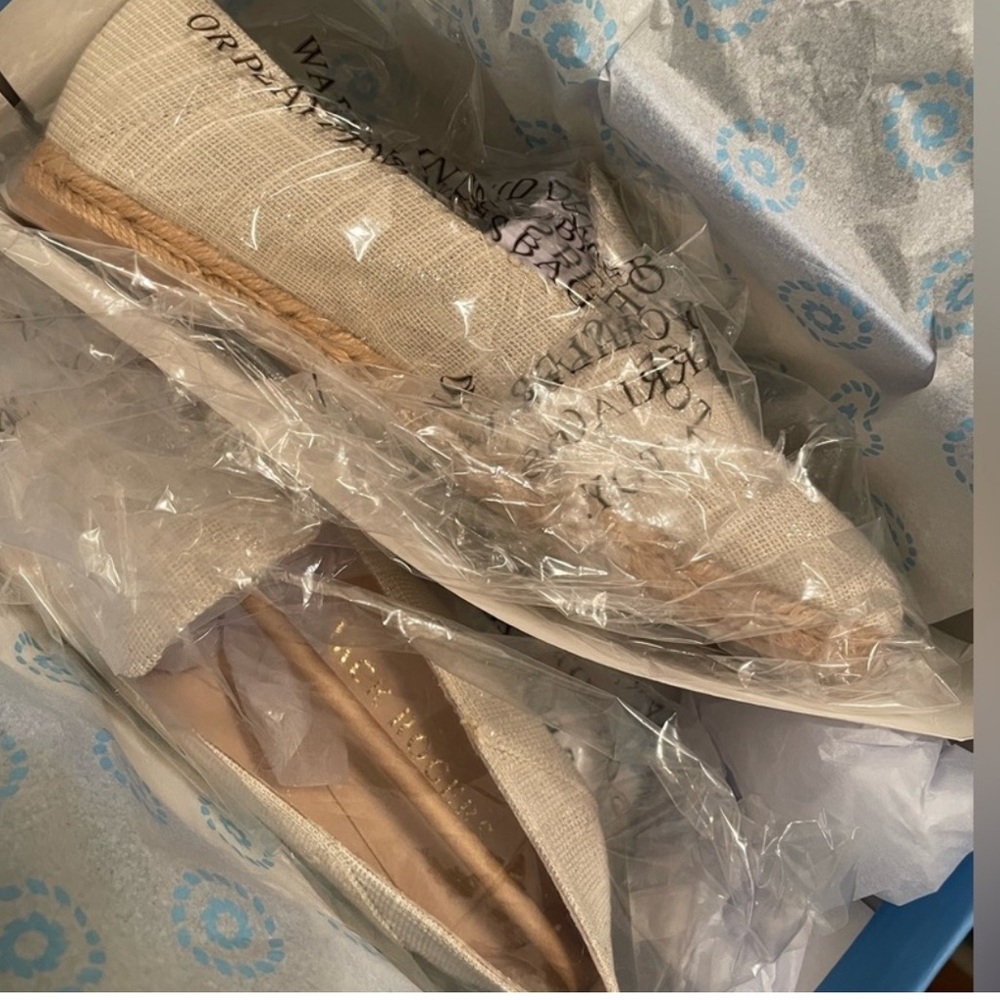 NIB Jack Rogers Audrey Linen Flat Espadrille Women’s size 7.5 M Gold look - Picture 4 of 5
